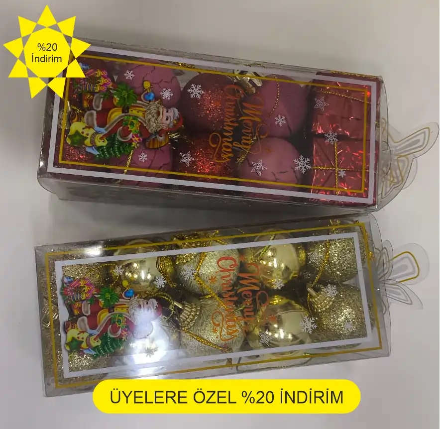 20 li lüks Yılbaşı Ağaç Süsleri ( Metalik Kırmızı top )
