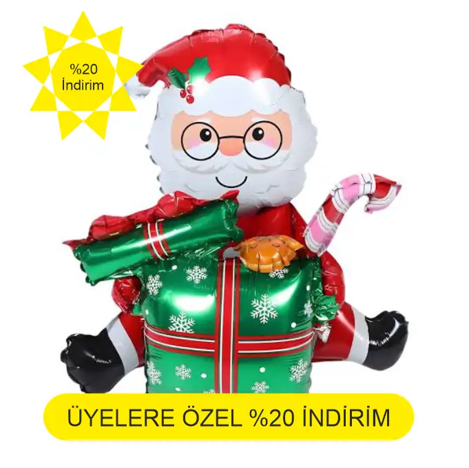 Hediye Kutulu Santa Folyo Balon